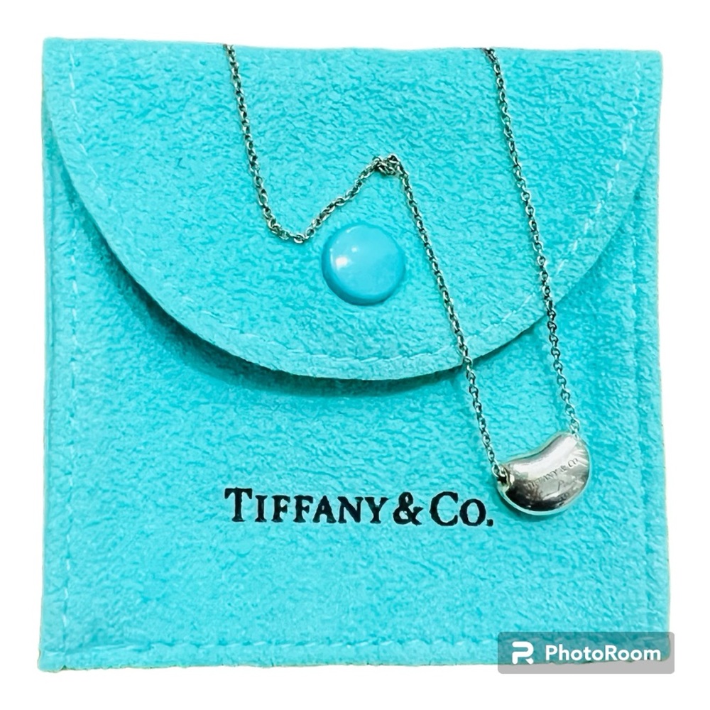 𝅺tiffany&co. Silver 925 Peretti Bean Pendant Necklace
